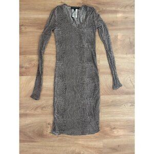 BCBG Snake Skin Print Fitted Long Sleeve Dress